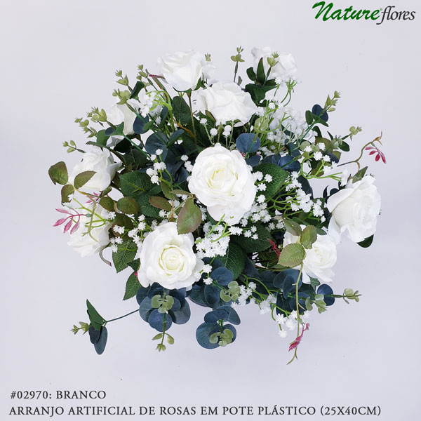 Arranjo Artificial de Rosas em Pote Plástico (25x40cm) - Imagem 7