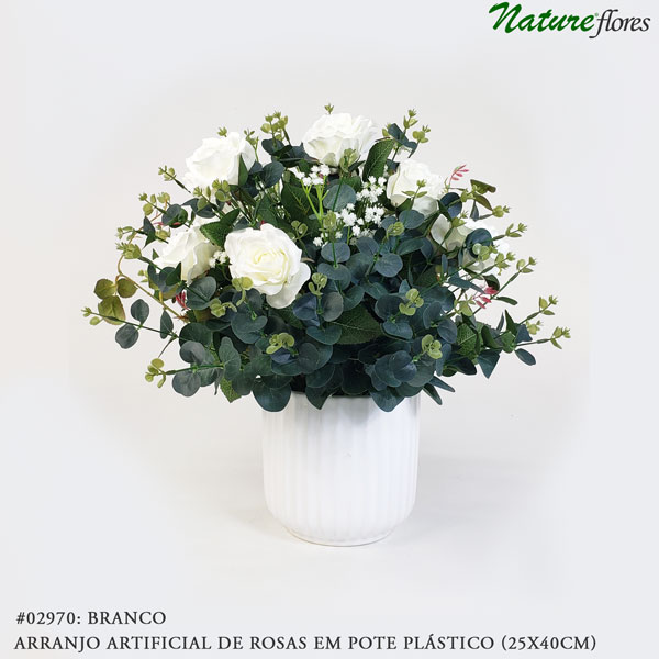 Arranjo Artificial de Rosas em Pote Plástico (25x40cm) - Imagem 8