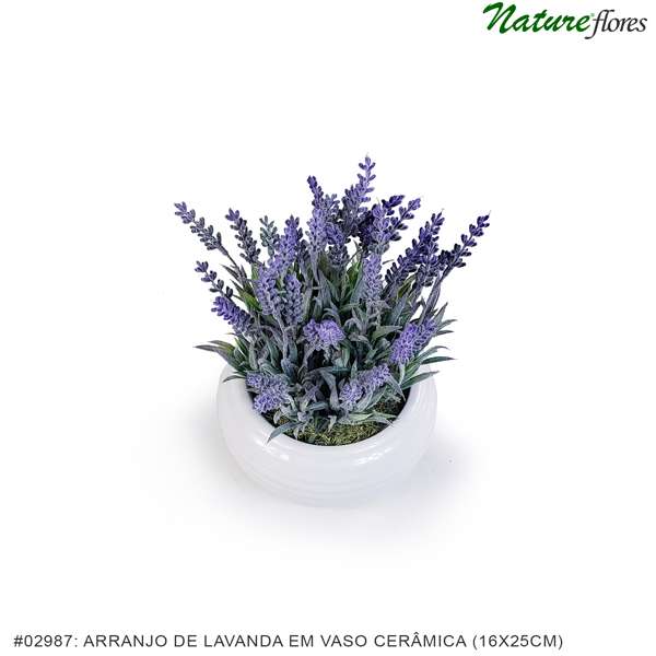 Arranjo de Lavanda Artificial em Vaso cerâmica (16x25cm) - Imagem 2