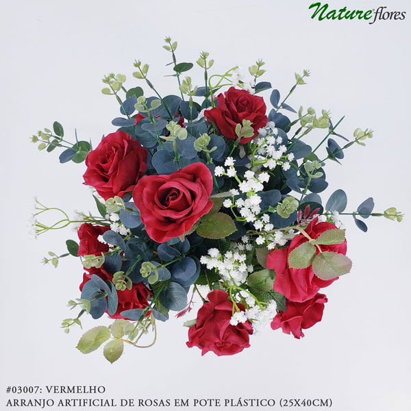 Arranjo Artificial de Rosas em Pote Plástico (25x40cm) - Imagem 10