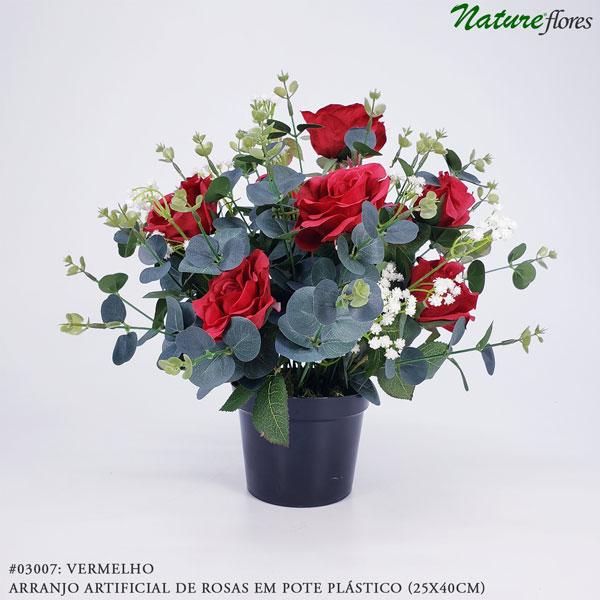 Arranjo Artificial de Rosas em Pote Plástico (25x40cm) - Imagem 11
