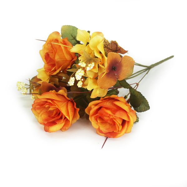 Buquê Misto Artificial de Rosas e Hortênsias 5H (34cm) - Imagem 2