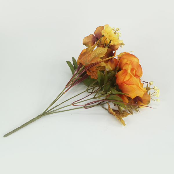 Buquê Misto Artificial de Rosas e Hortênsias 5H (34cm) - Imagem 3