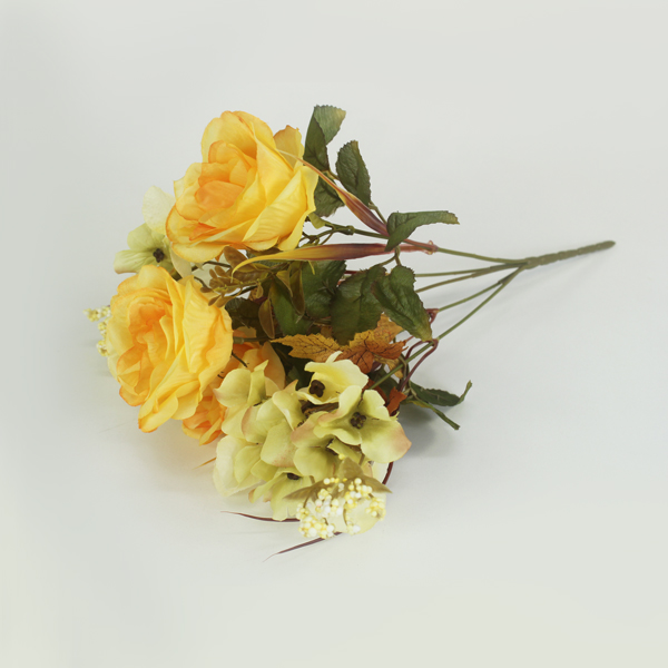 Buquê Misto Artificial de Rosas e Hortênsias 5H (34cm) - Imagem 6