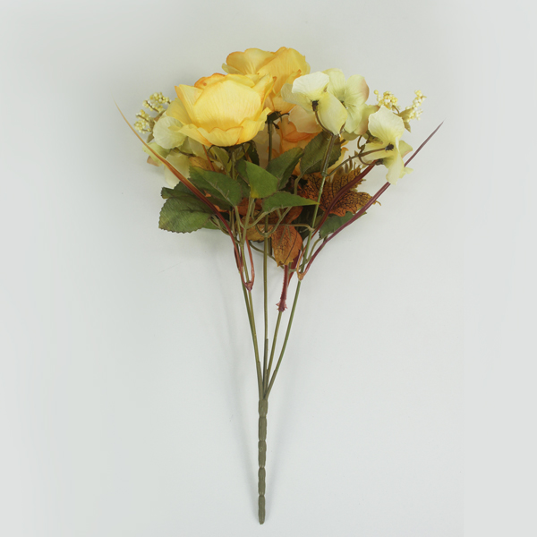 Buquê Misto Artificial de Rosas e Hortênsias 5H (34cm) - Imagem 7
