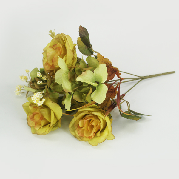 Buquê Misto Artificial de Rosas e Hortênsias 5H (34cm) - Imagem 9