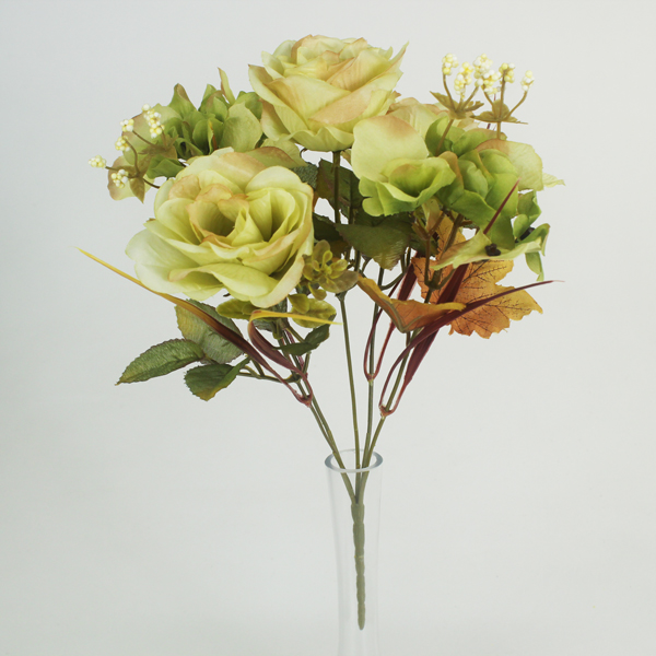 Buquê Misto Artificial de Rosas e Hortênsias 5H (34cm) - Imagem 11