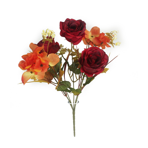 Buquê Misto Artificial de Rosas e Hortênsias 5H (34cm) - Imagem 13