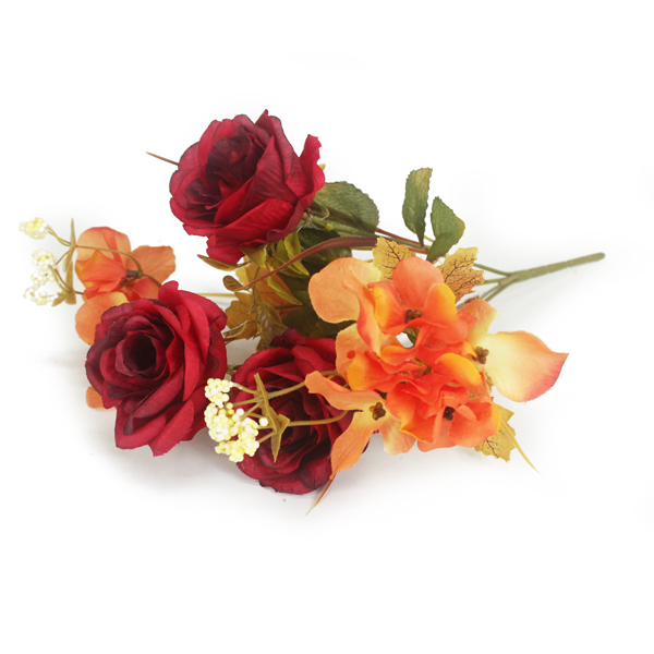 Buquê Misto Artificial de Rosas e Hortênsias 5H (34cm) - Imagem 14