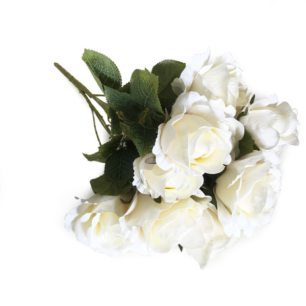 Rosa Branca Buquê 10F Artificial (48cm) - Imagem 2