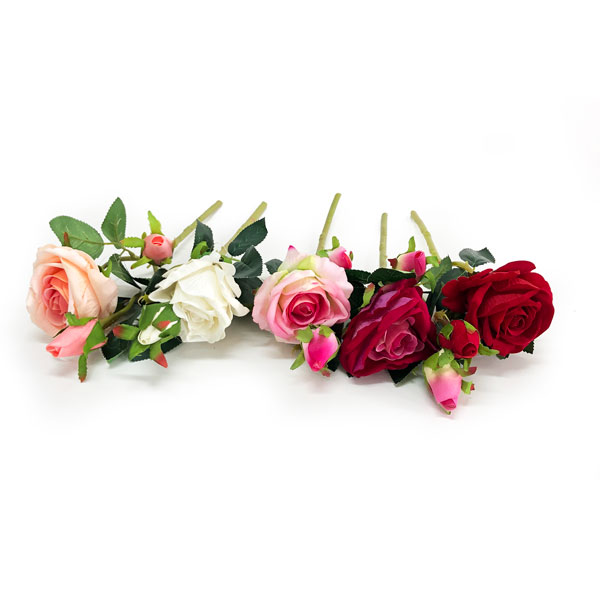 Rosa com Botão Galho Artificial (33cm) - Imagem 2
