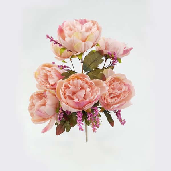 Peony Rosa Buquê Floral Artificial 7F (55cm) - Imagem 3