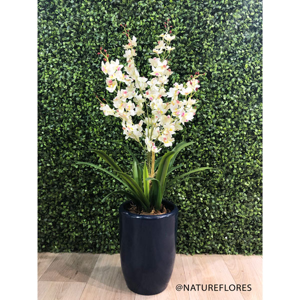 Folha Artificial de Orquídea Verde em Silicone (43cm) - Imagem 4