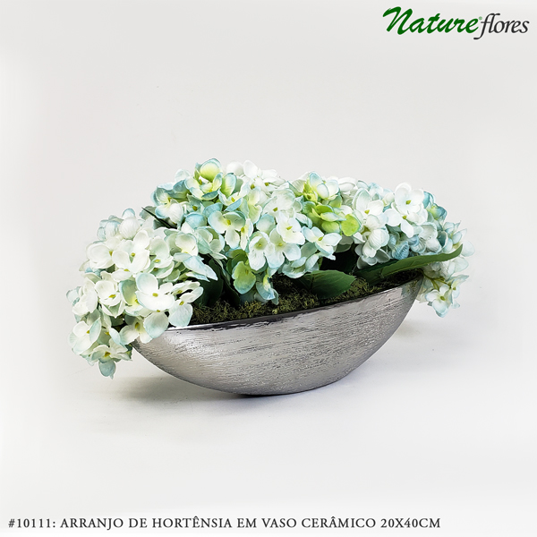 Arranjo de Hortênsia em Vaso Cerâmico 20x40cm - Imagem 3