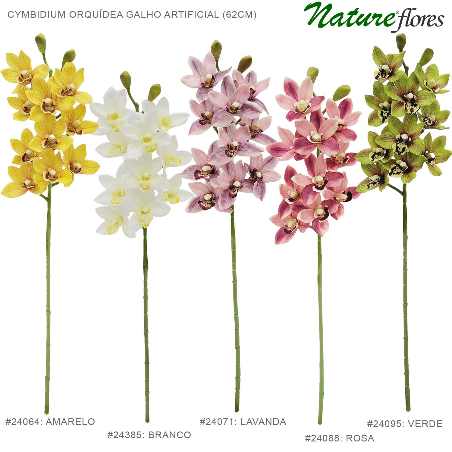 Cymbidium Orquídea Galho Artificial (62cm)