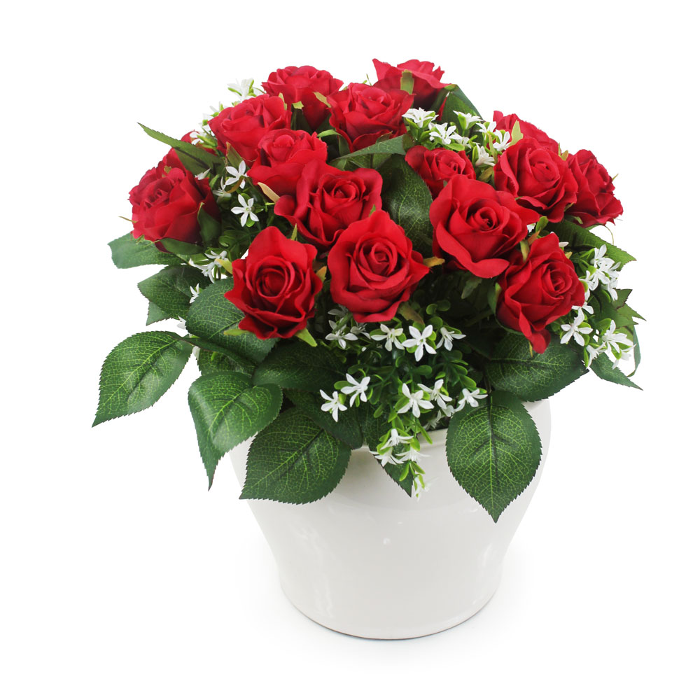 Rosas Vermelhas em Vaso Cerâmico - Imagem 2
