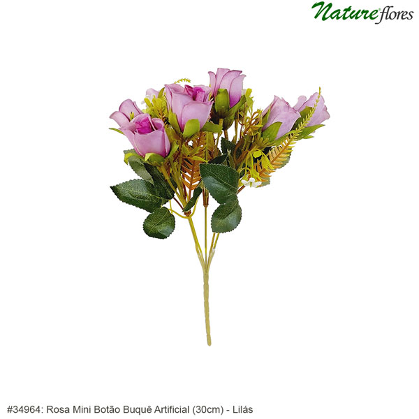 Rosa Mini Botão Buquê Artificial (30cm) - Imagem 8