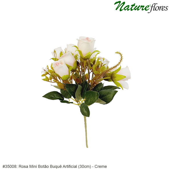 Rosa Mini Botão Buquê Artificial (30cm) - Imagem 7