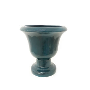 Vaso Taça Esmaltado Fibra Jardim (41x43cm) - azul verniz
