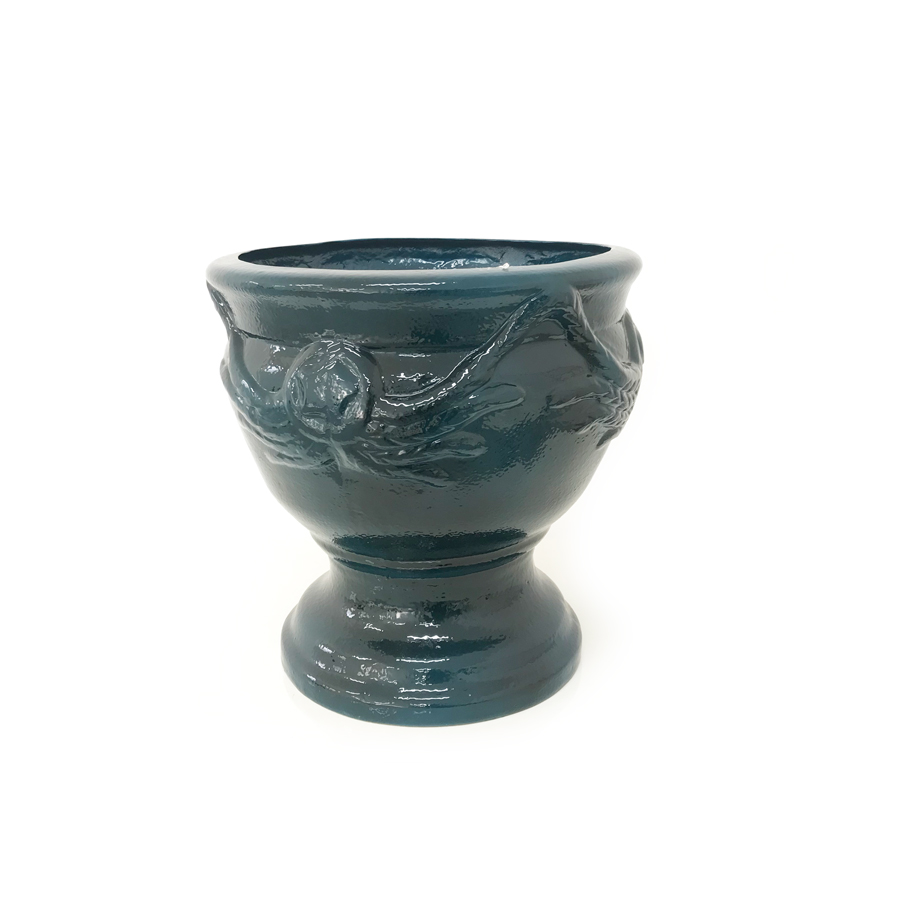 Vaso Pot Esmaltado Fibra Jardim (40x42cm) - azul verniz