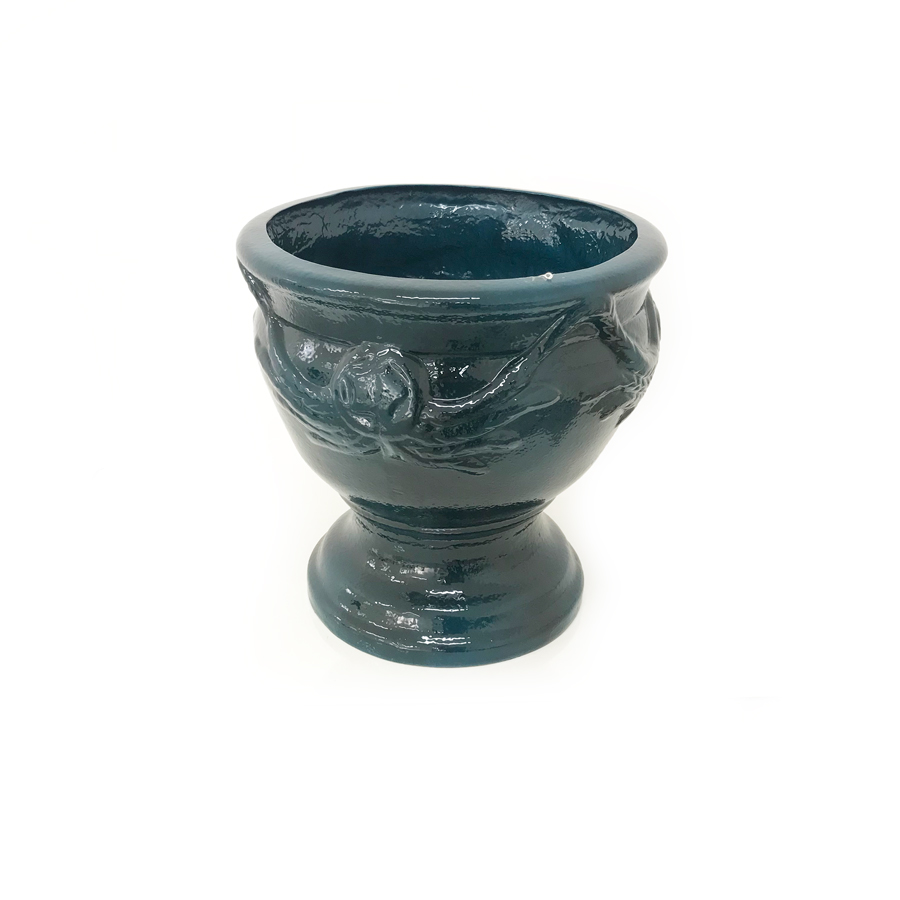 Vaso Pot Esmaltado Fibra Jardim (40x42cm) - azul verniz - Imagem 2