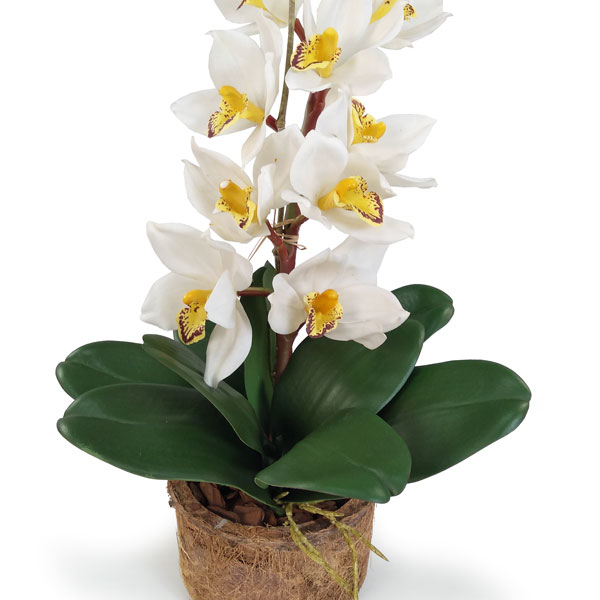 Arranjo de Orquídea Cymbidium Artificial em Vaso (54cm) - Imagem 2