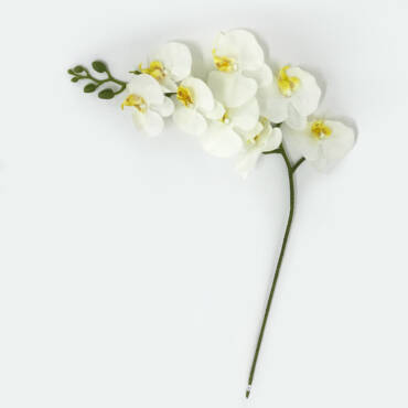 Orquídea Branca Flor Artificial em Silicone (1,03m)