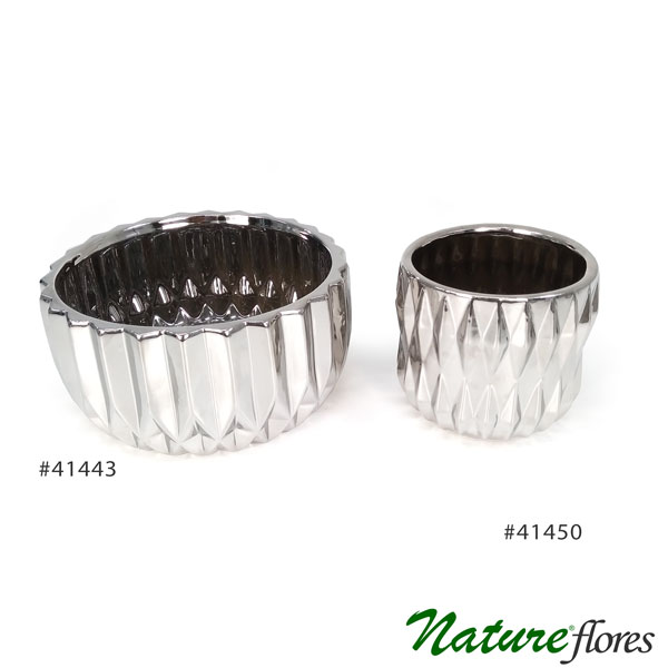 Vaso Cerâmica Silver Redondo - Imagem 2