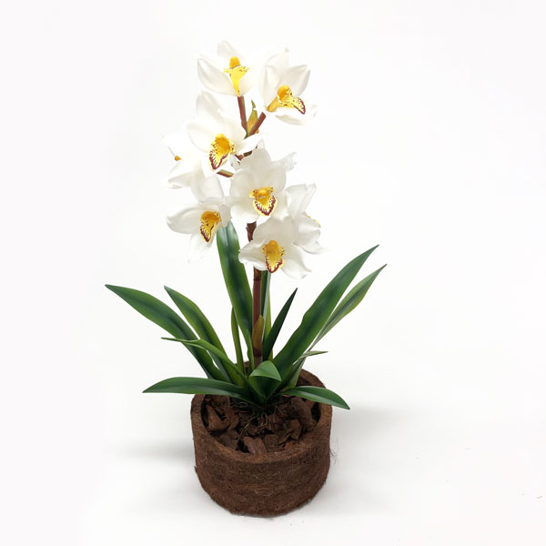 Folha Artificial de Orquídea Verde em Silicone (43cm) - Imagem 2