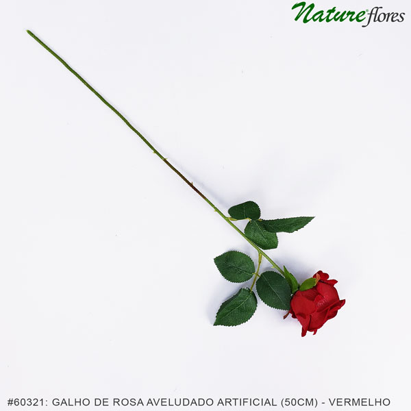 Galho de Rosa Aveludado Artificial (50cm) - Imagem 5