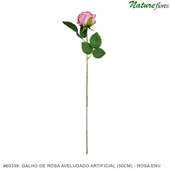 Galho de Rosa Aveludado Artificial (50cm) - Imagem 6