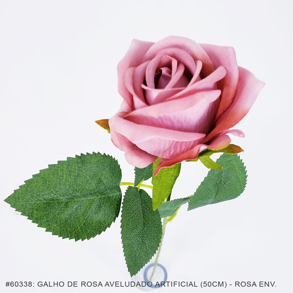 Galho de Rosa Aveludado Artificial (50cm) - Imagem 7