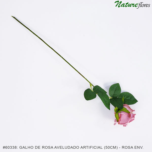 Galho de Rosa Aveludado Artificial (50cm) - Imagem 8