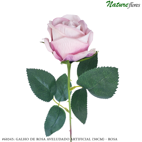 Galho de Rosa Aveludado Artificial (50cm) - Imagem 12