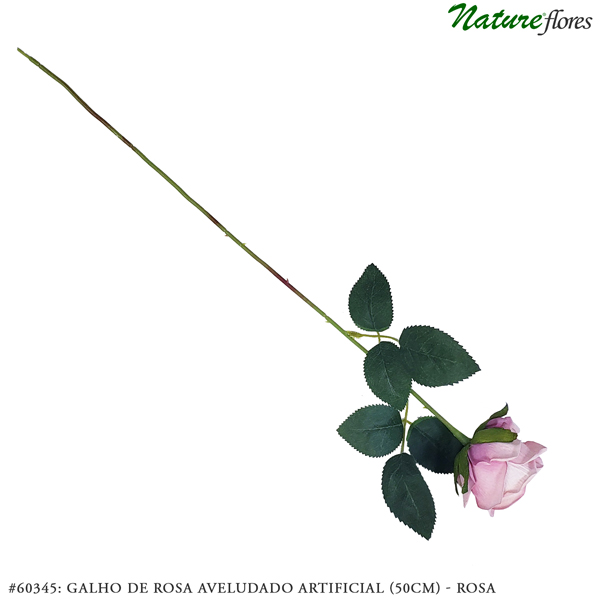 Galho de Rosa Aveludado Artificial (50cm) - Imagem 13