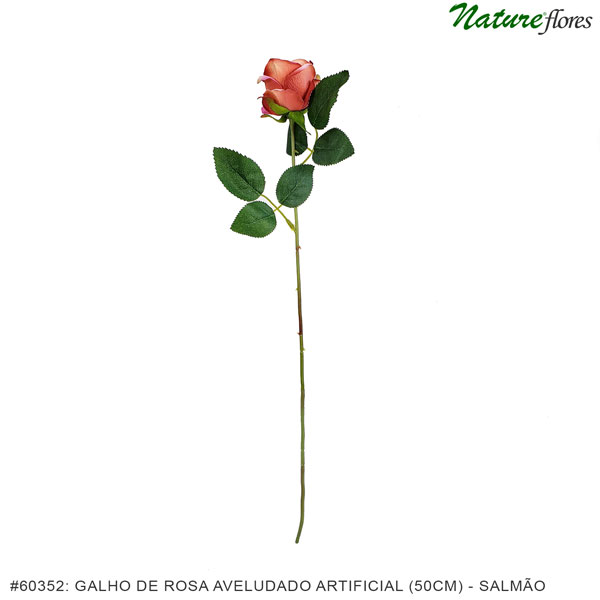 Galho de Rosa Aveludado Artificial (50cm) - Imagem 9