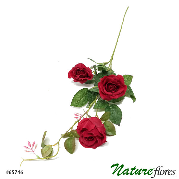 Galho de Rosa Flor Artificial 3F (85cm) - Imagem 3