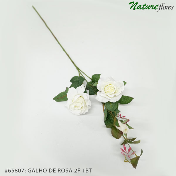 Galho de Rosa Flor Artificial 2F 1BT(85cm) - Imagem 3