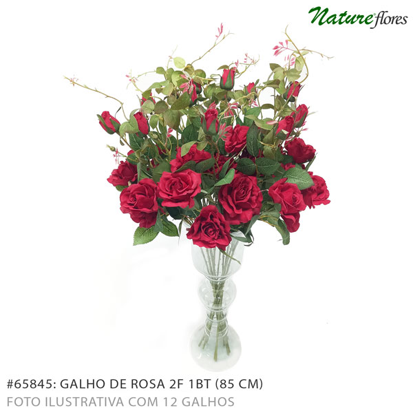 Galho de Rosa Flor Artificial 2F 1BT(85cm) - Imagem 7