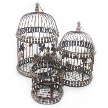 Sicilia Gaiola Redonda Decorativa em Metal  - bronze