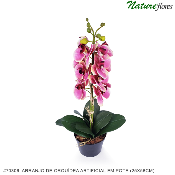 Arranjo de Orquídea Borboleta Duplo Artificial em Pote Plástico (25x56cm) - Imagem 2