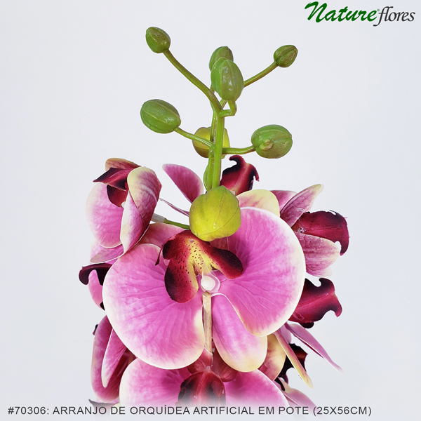 Arranjo de Orquídea Borboleta Duplo Artificial em Pote Plástico (25x56cm) - Imagem 3