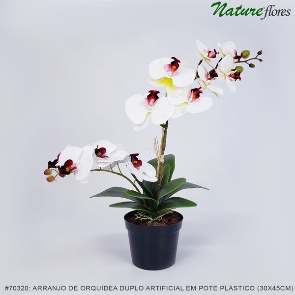Arranjo de Orquídea Duplo Artificial em pote plástico (30x45cm) - Imagem 7