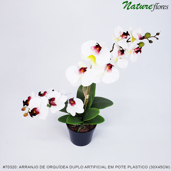 Arranjo de Orquídea Duplo Artificial em pote plástico (30x45cm) - Imagem 9