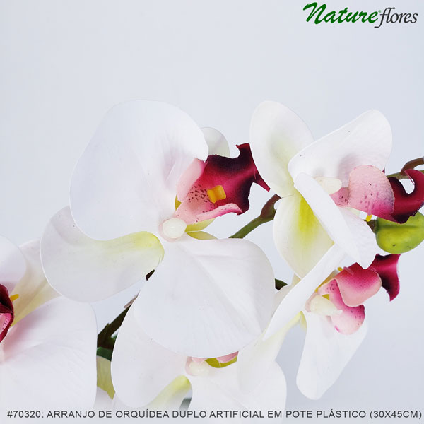 Arranjo de Orquídea Duplo Artificial em pote plástico (30x45cm) - Imagem 8