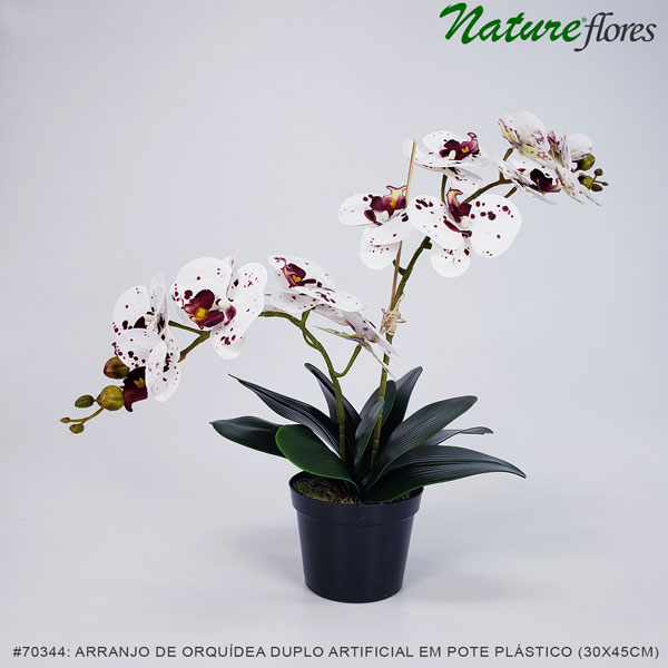 Arranjo de Orquídea Duplo Artificial em pote plástico (30x45cm) - Imagem 4