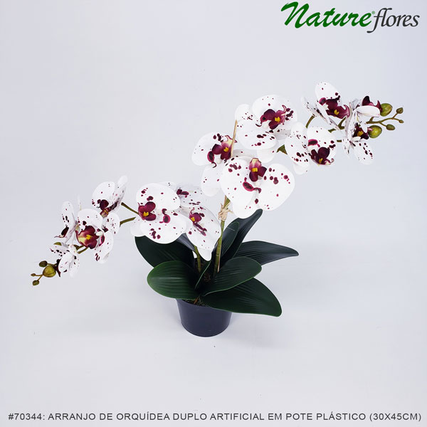 Arranjo de Orquídea Duplo Artificial em pote plástico (30x45cm) - Imagem 6