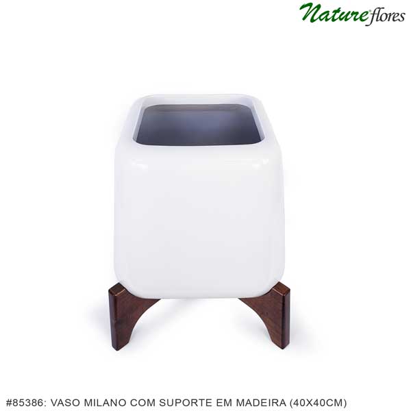 Vaso Milano com suporte em madeira - Imagem 7