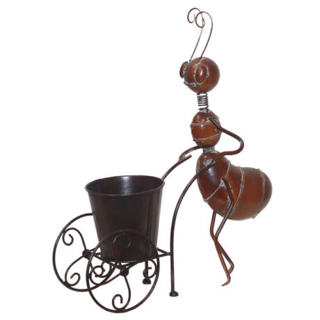 Formiga para Jardim com Carrinho em Metal (39cm)