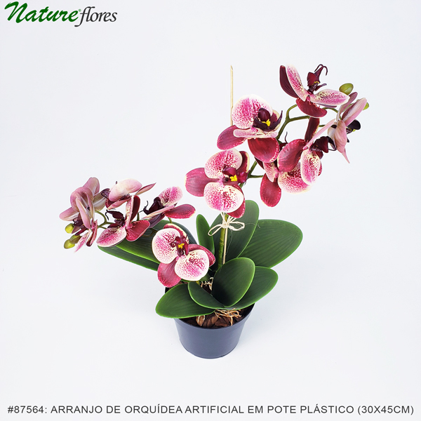 Arranjo de Orquídea Duplo Artificial em pote plástico (30x45cm) - Imagem 2